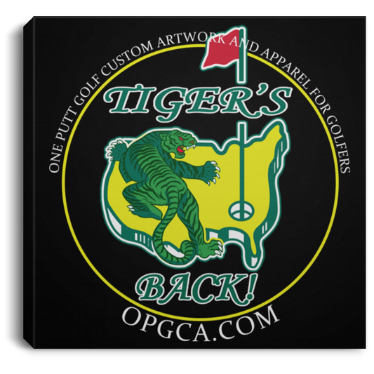 OPG Custom Design #26. Tiger Woods Fan Art. 2019 Master's Champion. Tiger's Back. Square Canvas .75in Frame