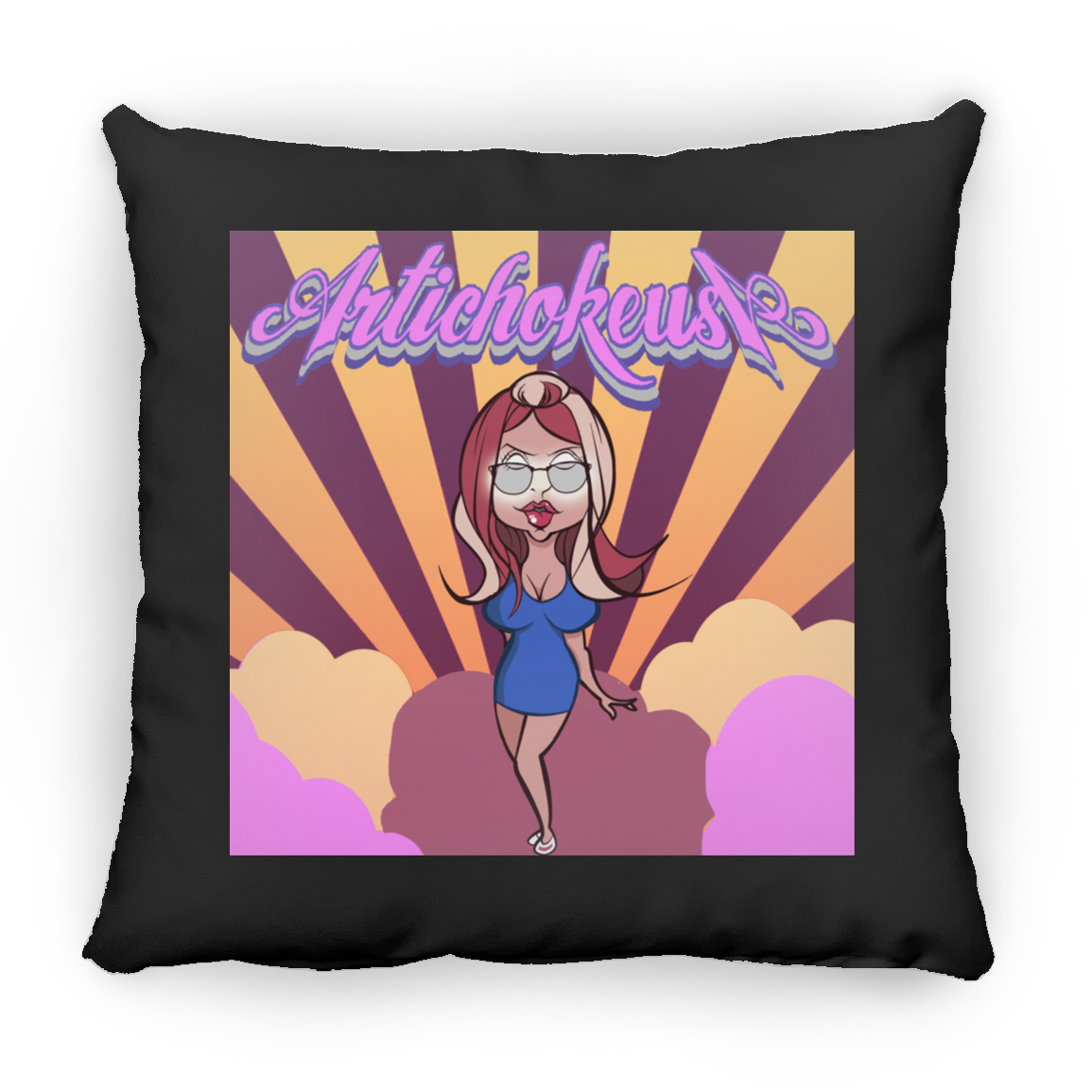 ArtichokeUSA Character and Font Design. Let’s Create Your Own Design Today. Blue Girl. Large Square Pillow