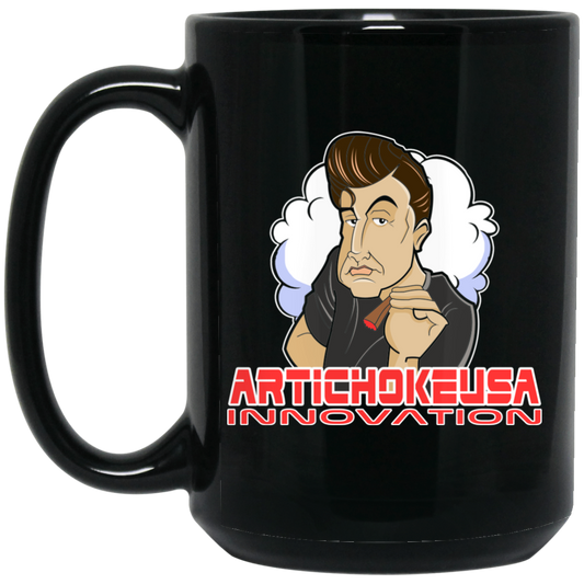 ArtichokeUSA Custom Design. Innovation. Elon Musk Parody Fan Art. 15 oz. Black Mug