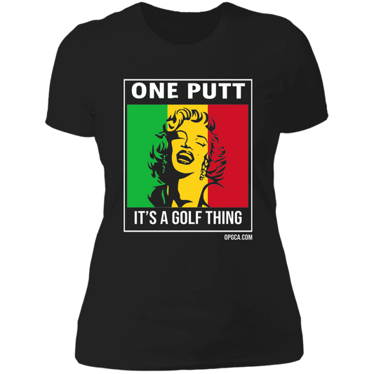 OPG Custom Design #22. One Putt / One Love Parody with Fan Art. Female Edition. Ladies' Boyfriend T-Shirt