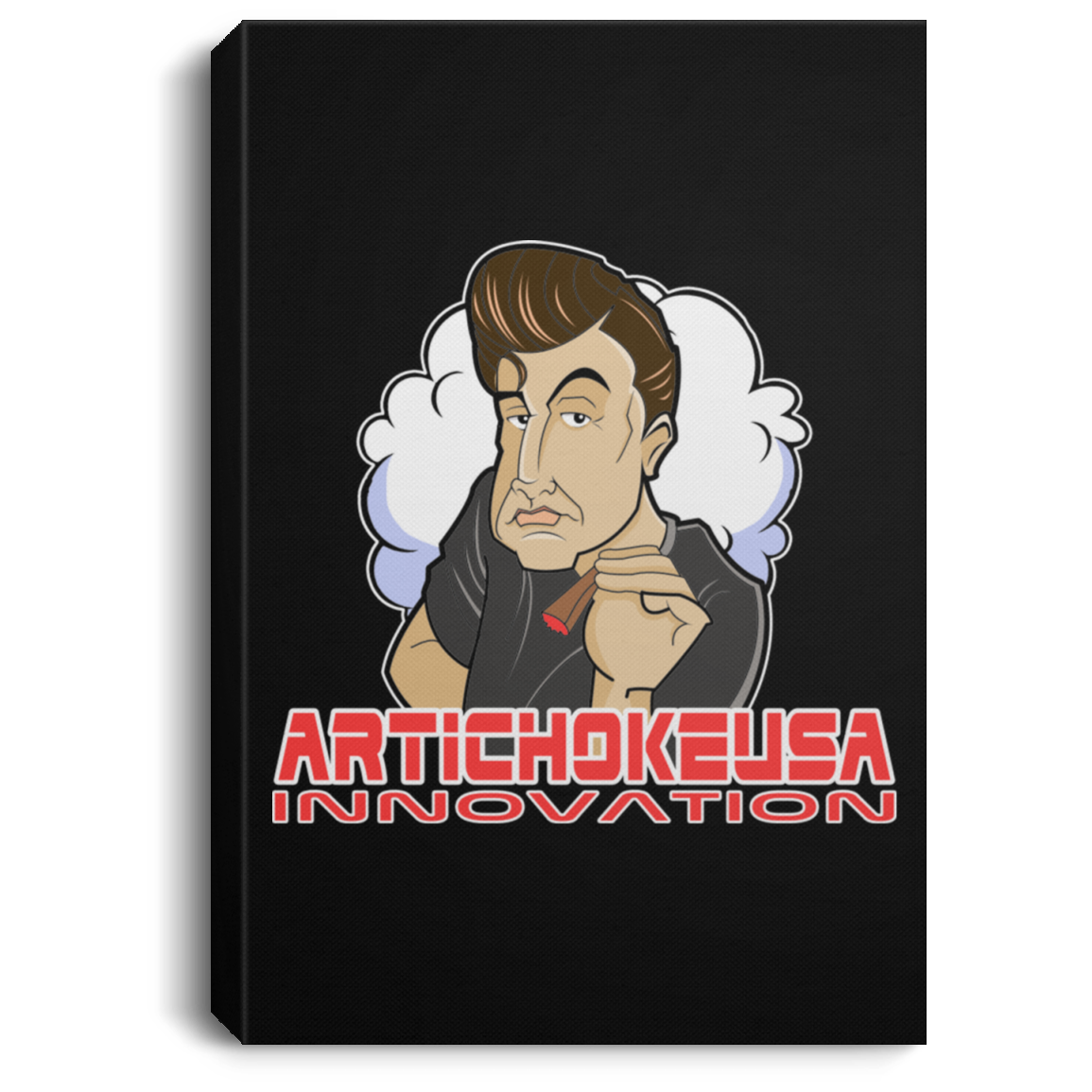 ArtichokeUSA Custom Design. Innovation. Elon Musk Parody Fan Art. Portrait Canvas .75in Frame