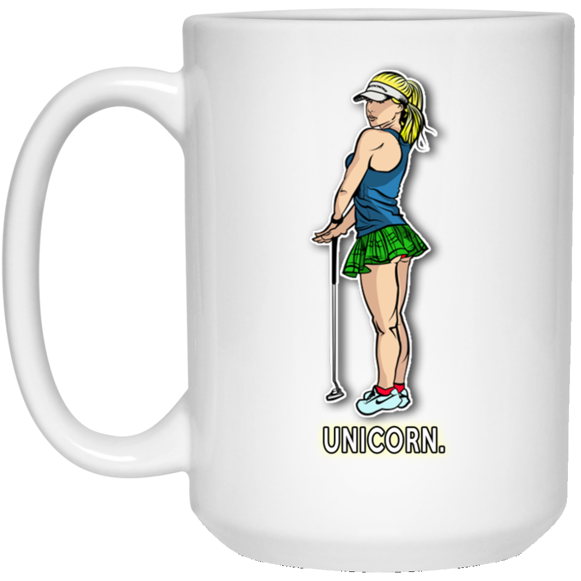 OPG Custom Design #18. Unicorn. Golf. 15 oz. White Mug