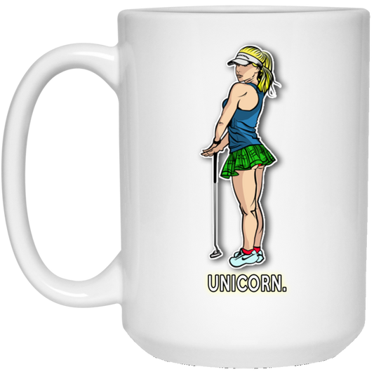 OPG Custom Design #18. Unicorn. Golf. 15 oz. White Mug