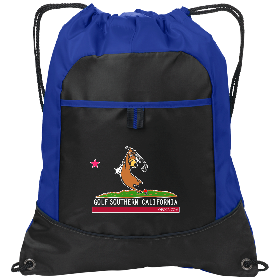 Custom Design #15. Golf Southern California with Yogi Fan Art. Pocket Cinch Pack