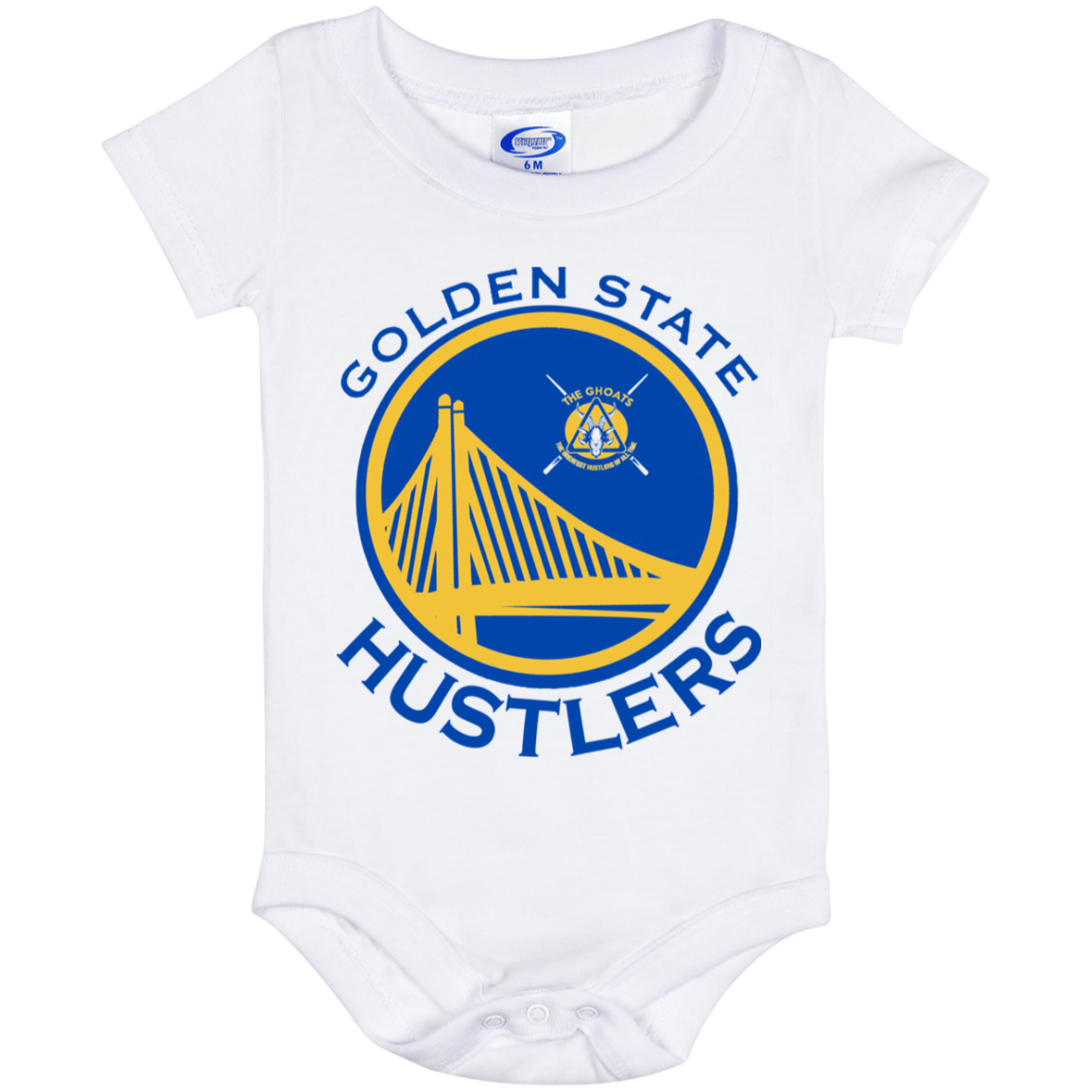 The GHOATS Custom Design. #12 GOLDEN STATE HUSTLERS.	Baby Onesie 6 Month