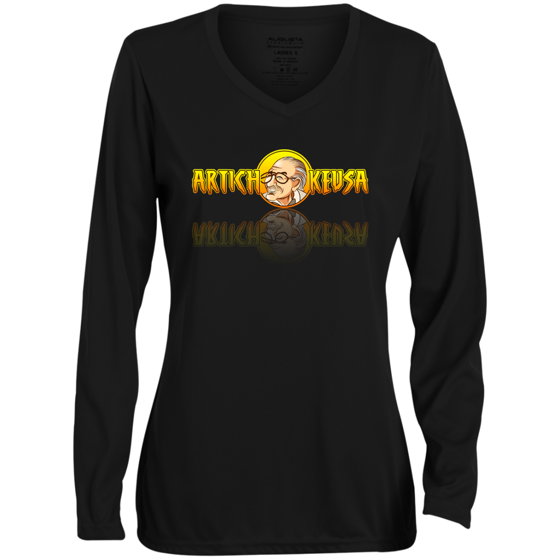 ArtichokeUSA Character and Font design. Stan Lee Thank You Fan Art. Let's Create Your Own Design Today. Ladies' Moisture-Wicking Long Sleeve V-Neck Tee