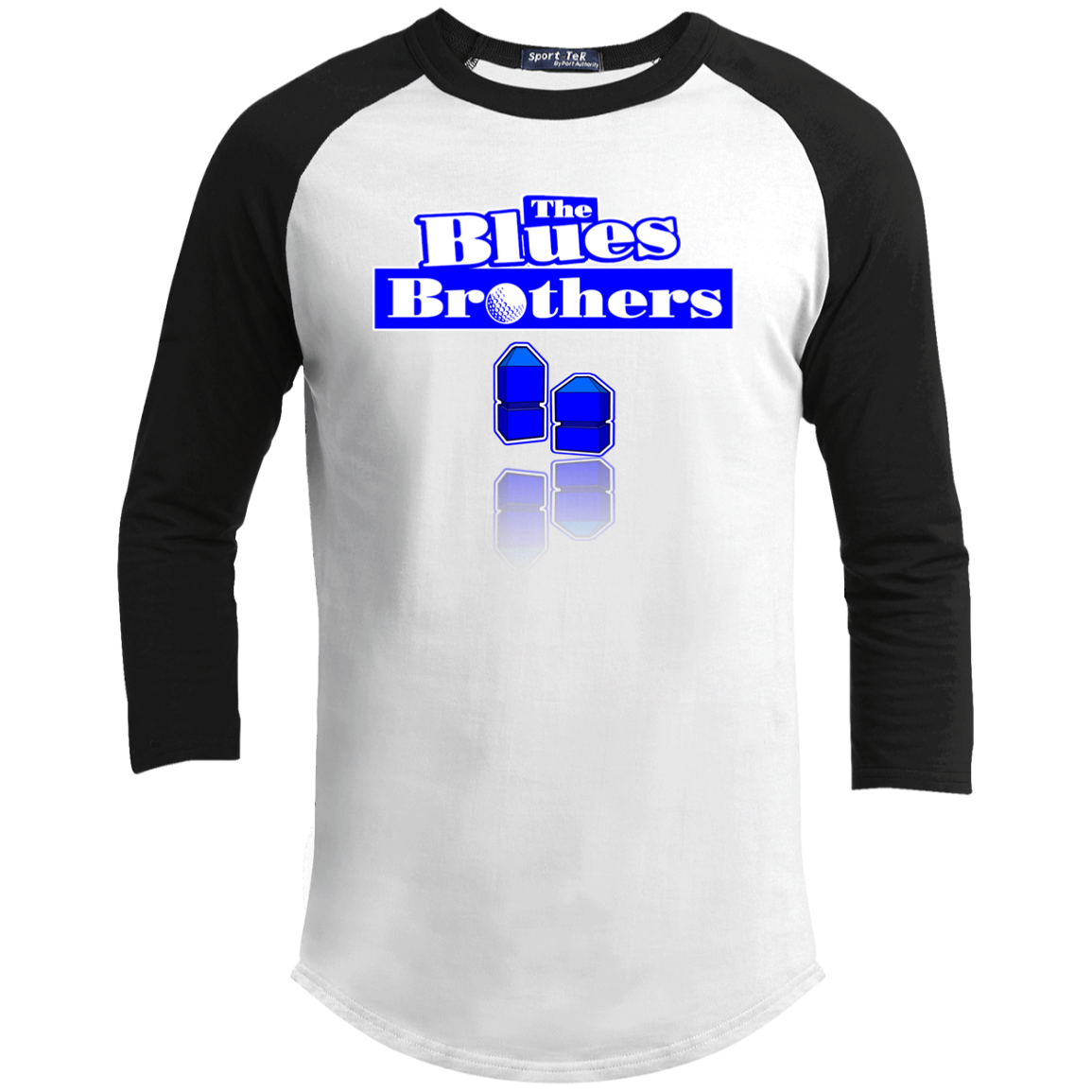 OPG Custom Design #3. Blue Tees Blues Brothers Fan Art. Youth 3/4 Raglan Sleeve Shirt