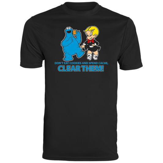 ArtichokeUSA Custom Design. Don't Eat Cookies And Spend Cache! Delete Them! Cookie Monster and Richie Rich Fan Art/Parody. Men's Moisture-Wicking Tee
