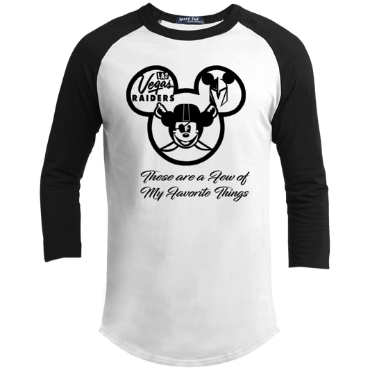 ArtichokeUSA Custom Design. Las Vegas Raiders & Mickey Mouse Mash Up. Fan Art. Parody. Youth 3/4 Raglan Sleeve Shirt