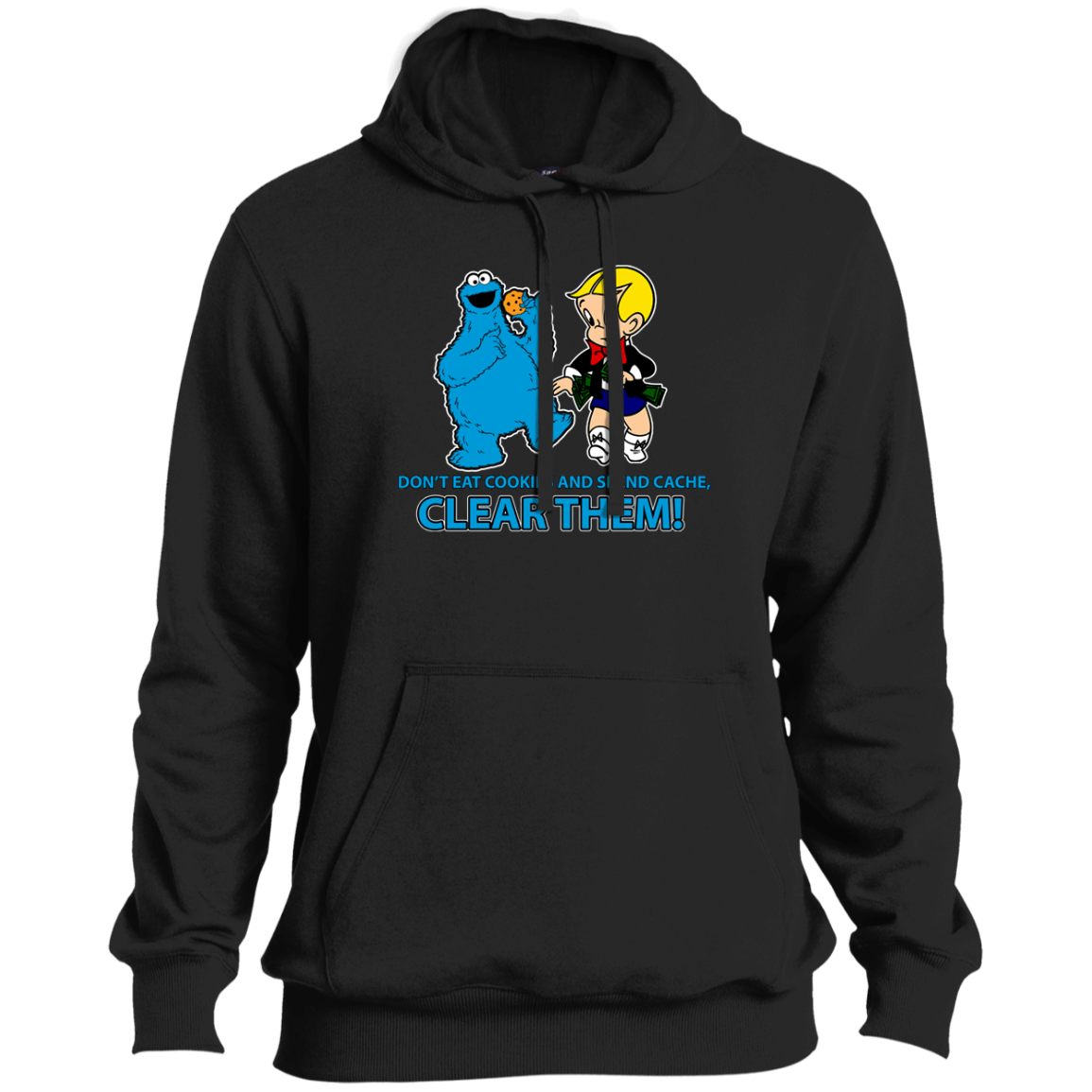 ArtichokeUSA Custom Design. Don't Eat Cookies And Spend Cache! Delete Them! Cookie Monster and Richie Rich Fan Art/Parody. Tall Pullover Hoodie