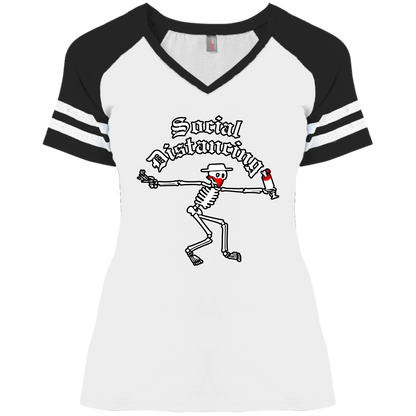 ArtichokeUSA Custom Design. Social Distancing. Social Distortion Parody. Ladies' Game V-Neck T-Shirt