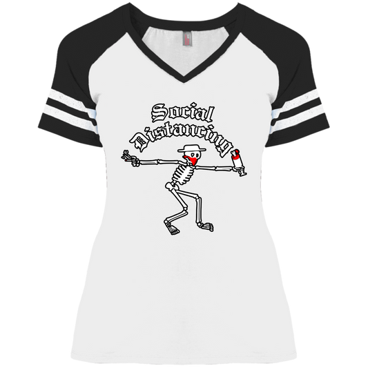 ArtichokeUSA Custom Design. Social Distancing. Social Distortion Parody. Ladies' Game V-Neck T-Shirt