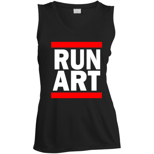 ArtichokeUSA Custom Design. RUN ART. RUN DMC Parody. Ladies' Sleeveless V-Neck