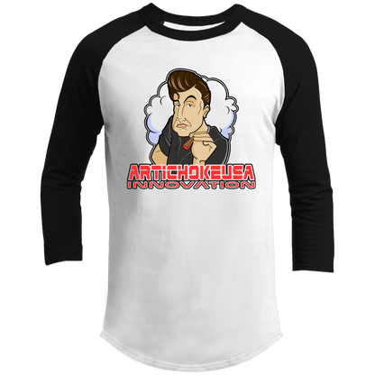 ArtichokeUSA Custom Design. Innovation. Elon Musk Parody Fan Art. Men's 3/4 Raglan Sleeve Shirt