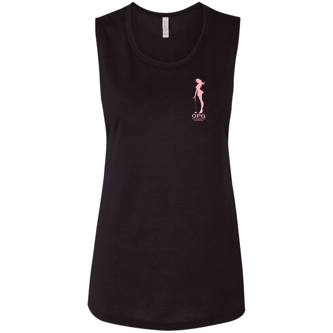 OPG Custom Design #10. Lady on Front / Flag Pole Dancer On Back. Ladies' Flowy Muscle Tank