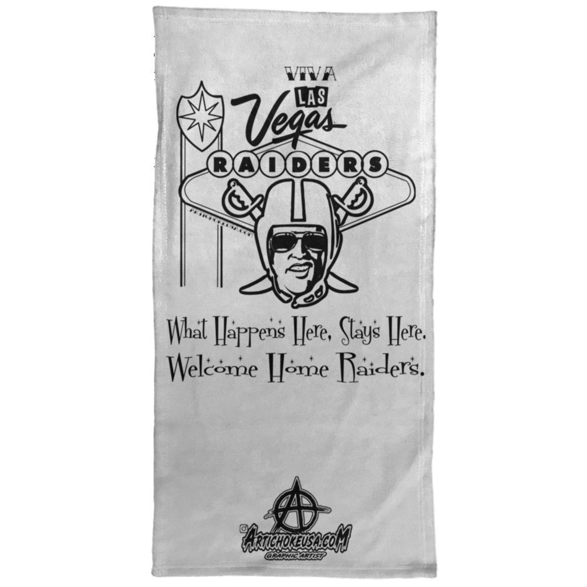 ArtichokeUSA Custom Design. Las Vegas Raiders. Las Vegas / Elvis Presley Parody Fan Art. Let's Create Your Own Team Design Today. Towel - 15x30