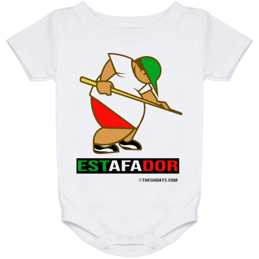 The GHOATS Custom Design. #30 Estafador. (Spanish translation for Male Hustler). Baby Onesie 24 Month