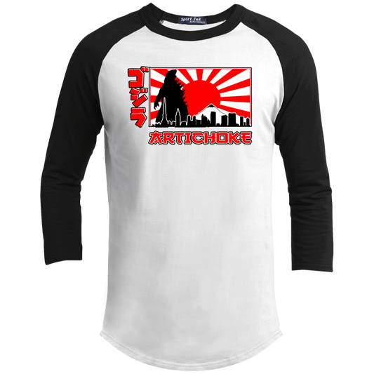 ArtichokeUSA Custom Design.  Fan Art Godzilla/Mecha Godzilla. Youth 3/4 Raglan Sleeve Shirt