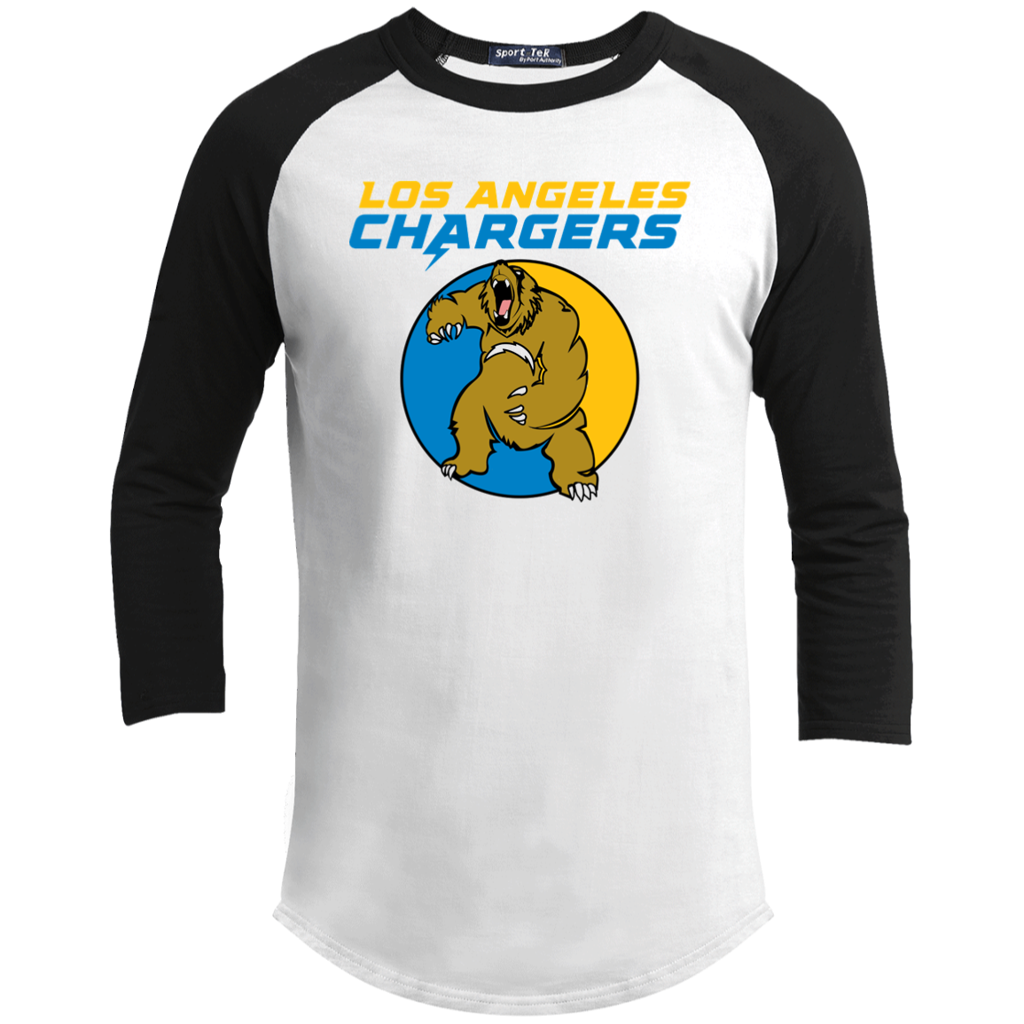 ArtichokeUSA Custom Design. Los Angeles Chargers Fan Art. Youth 3/4 Raglan Sleeve Shirt