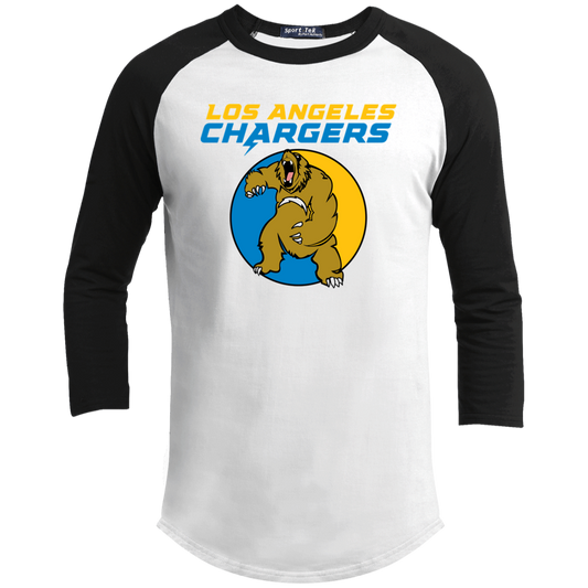 ArtichokeUSA Custom Design. Los Angeles Chargers Fan Art. Youth 3/4 Raglan Sleeve Shirt