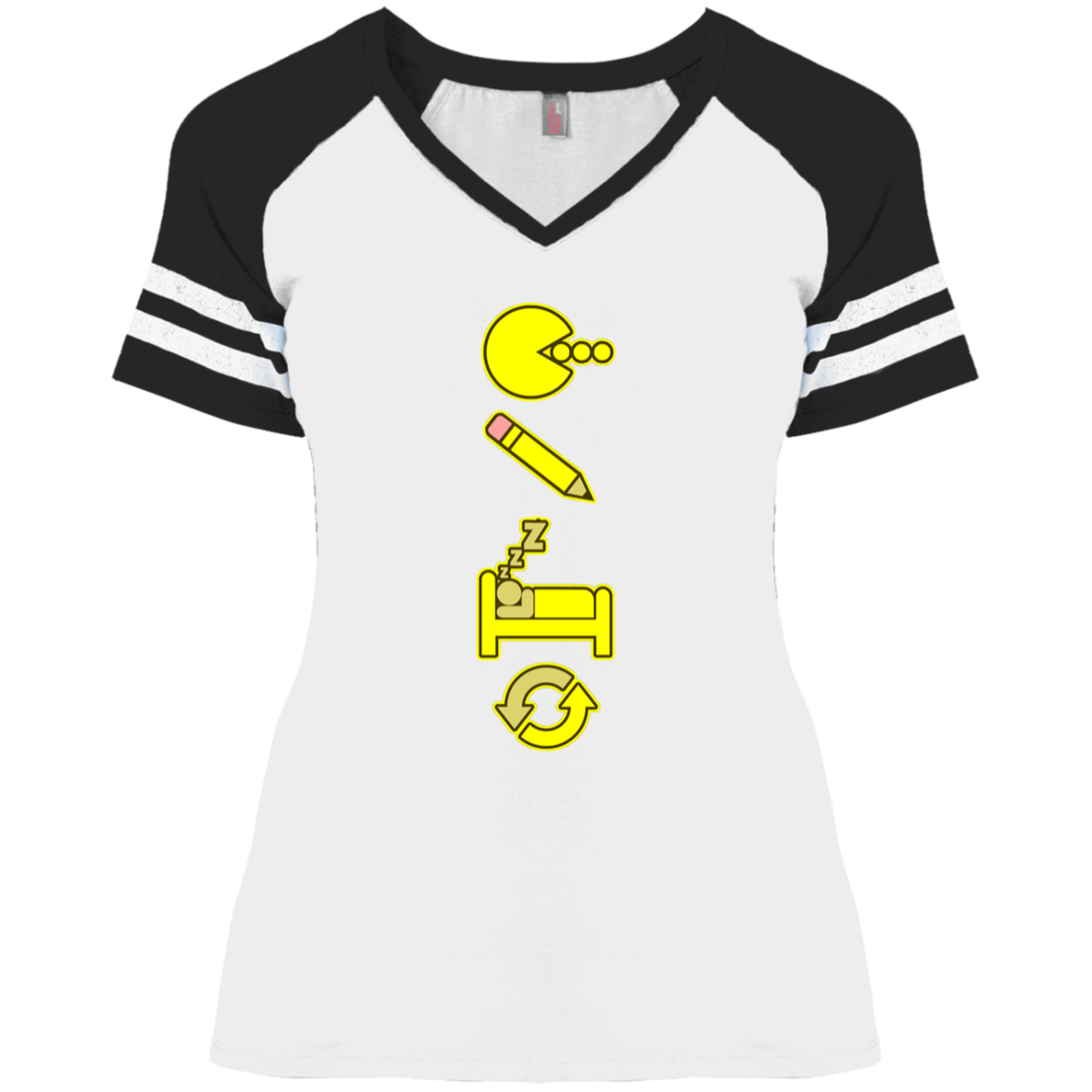 Artichoke Custom Design. Eat. Draw. Sleep. Repeat. Ladies' Game V-Neck T-Shirt
