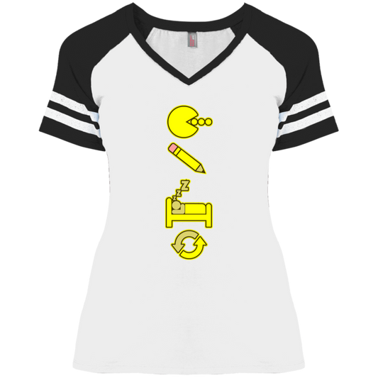Artichoke Custom Design. Eat. Draw. Sleep. Repeat. Ladies' Game V-Neck T-Shirt