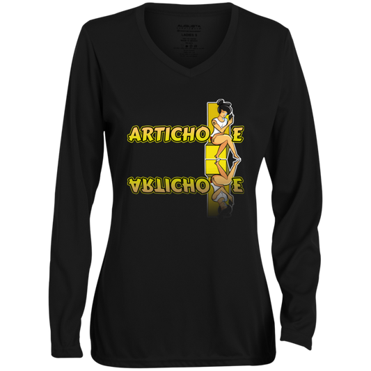 ArtichokeUSA Character and Font Design. Let’s Create Your Own Design Today. Betty. Ladies' Moisture-Wicking Long Sleeve V-Neck Tee