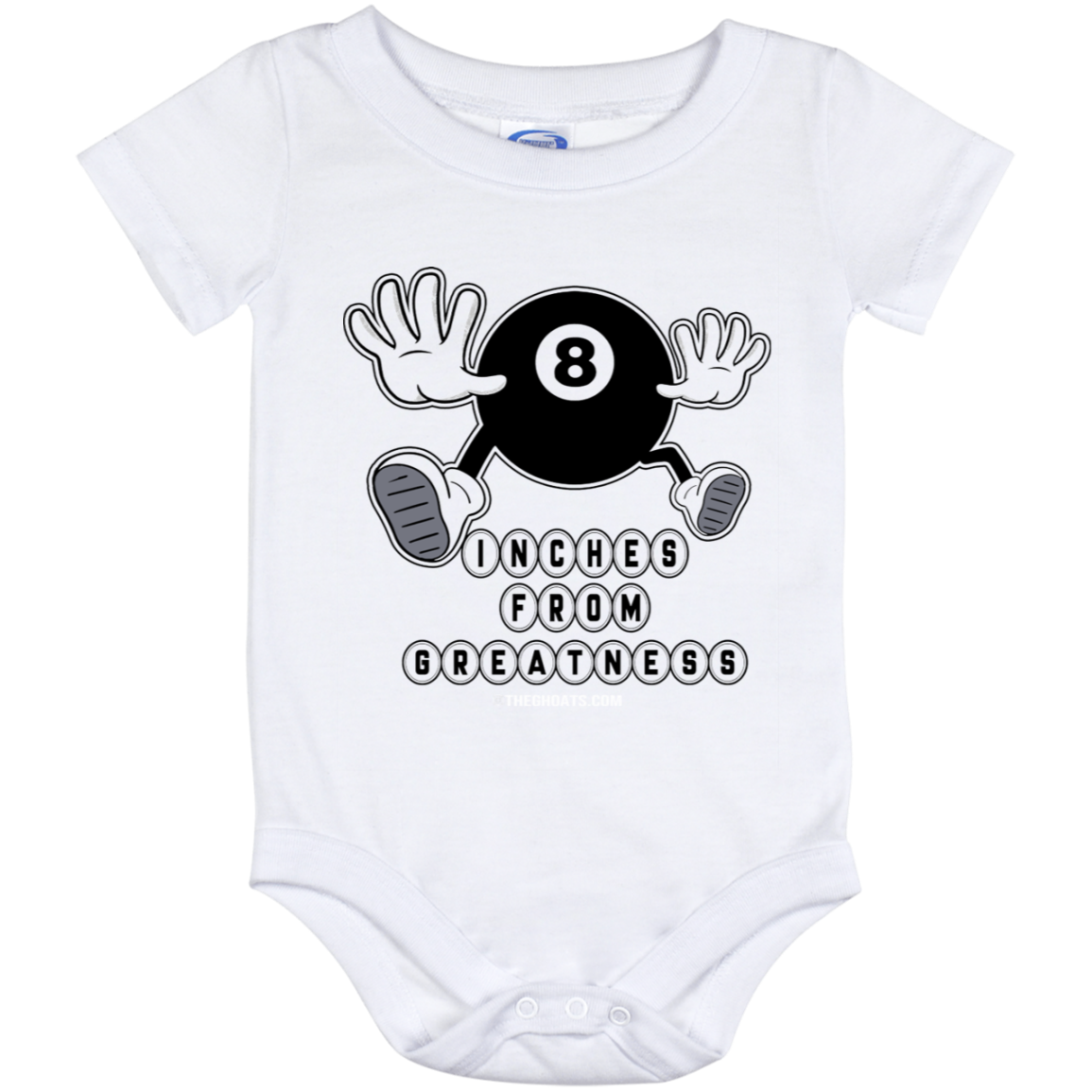 The GHOATS Custom Design #17. Inches From Greatness. Baby Onesie 12 Month