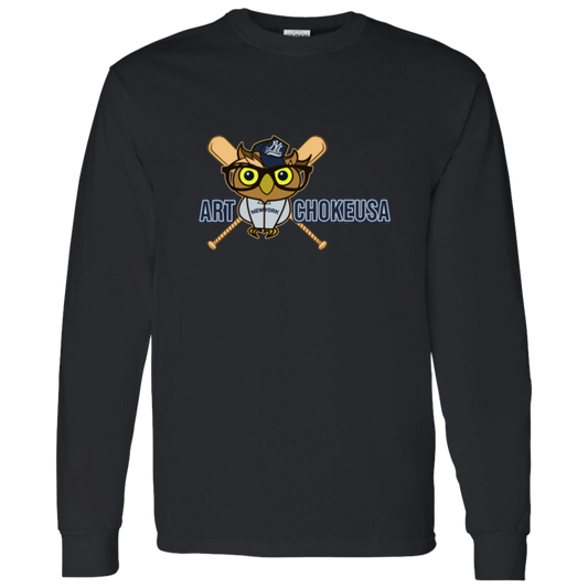 ArtichokeUSA Character and Font design. New York Owl. NY Yankees Fan Art. Let's Create Your Own Team Design Today. 100 % Cotton LS T-Shirt