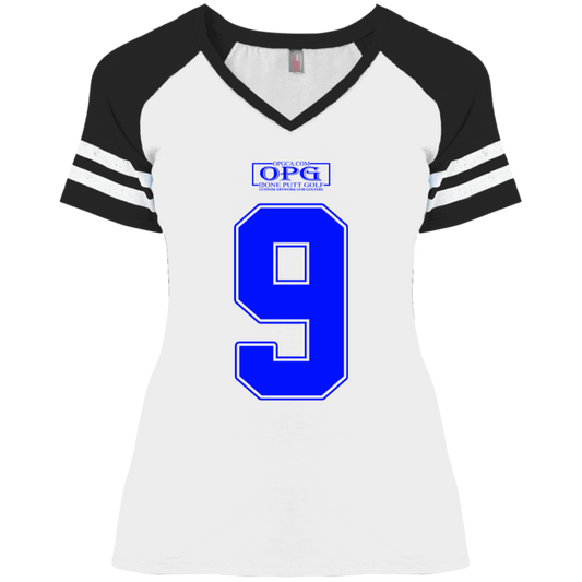 OPG Custom Design #17. Back 9. Ladies' Game V-Neck T-Shirt