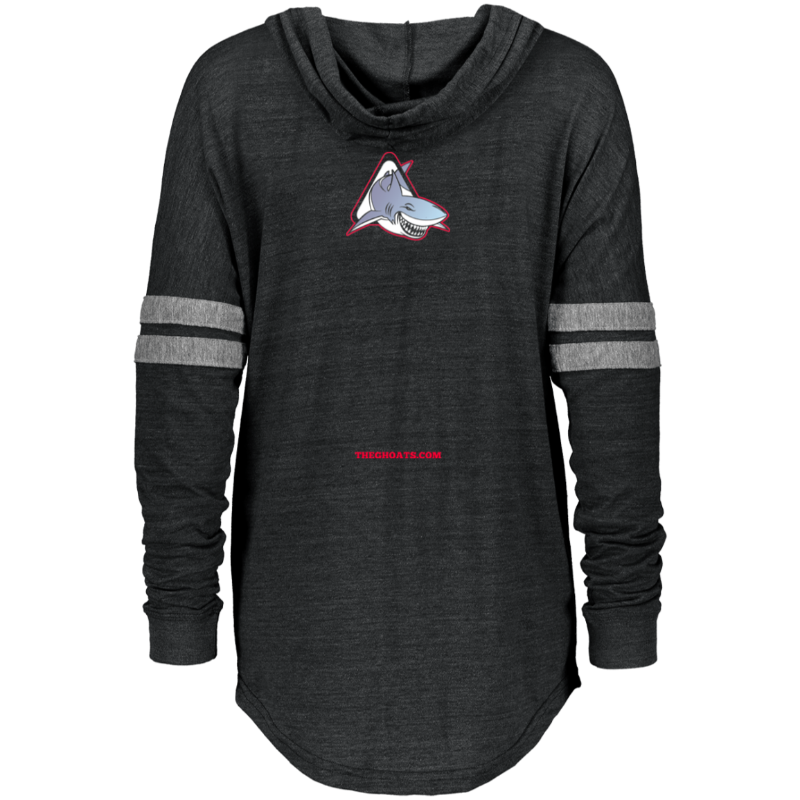 The GHOATS Custom Design. #25 Big Game Take Little Game. Ladies Hooded Low Key Pullover