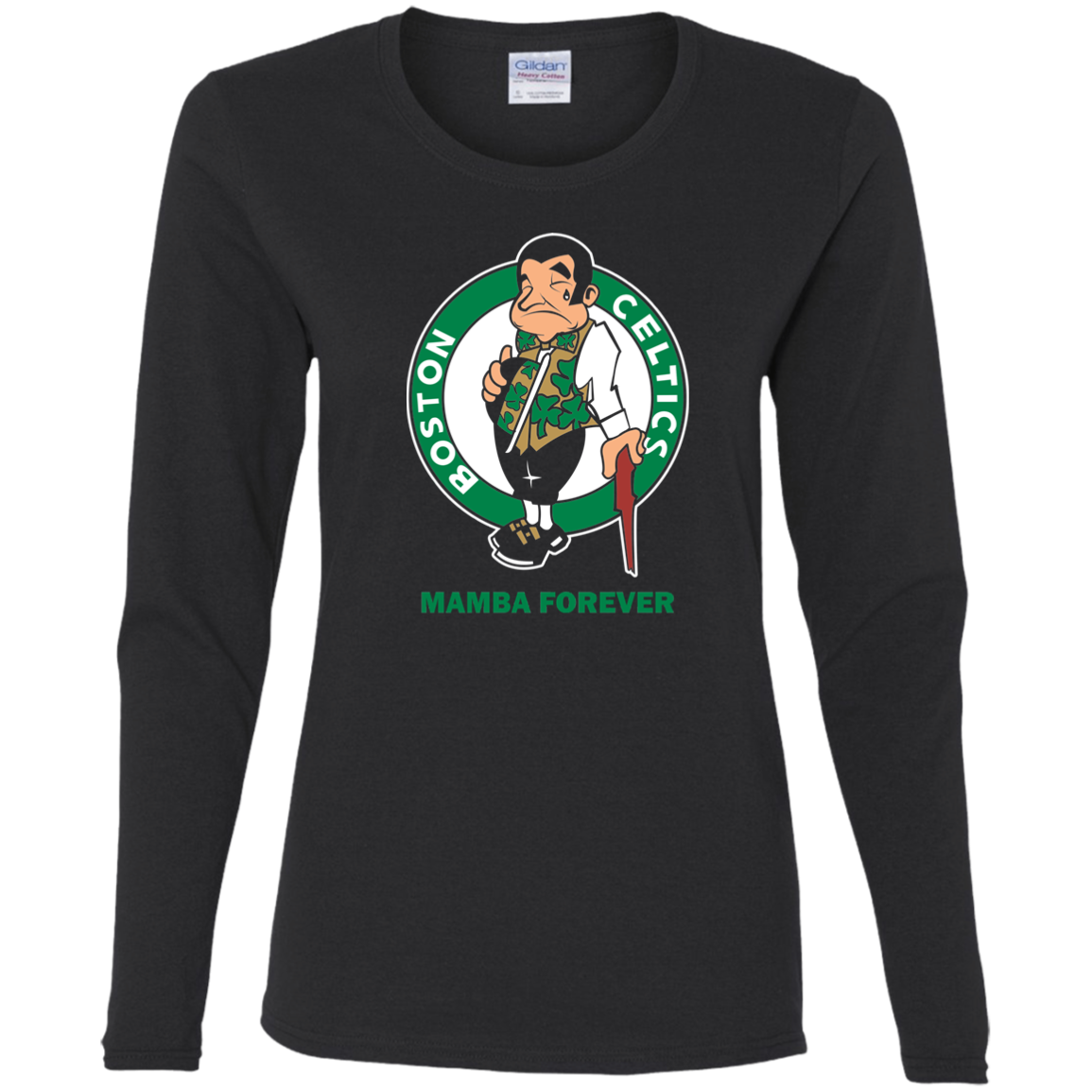 ArtichokeUSA Custom Design. RIP Kobe. Mamba Forever. Celtics / Lakers Fan Art Tribute. Ladies' 100% Cotton Long Sleeve T-Shirt