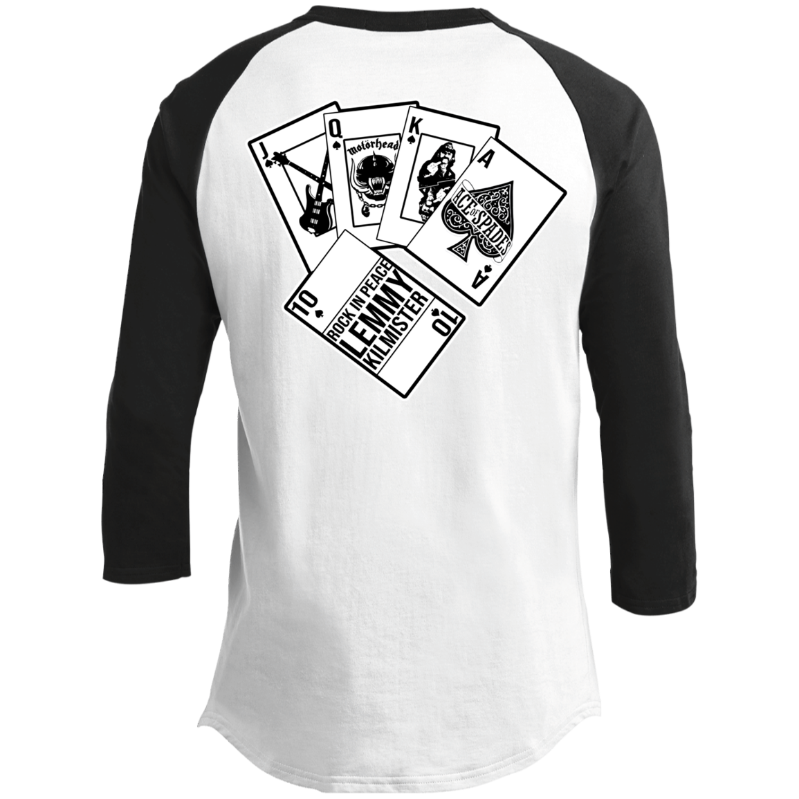 ArtichokeUSA Custom Design. Motorhead's Lemmy Kilmister's Favorite Video Poker Machine. Rock in Peace! 3/4 Raglan Sleeve Shirt