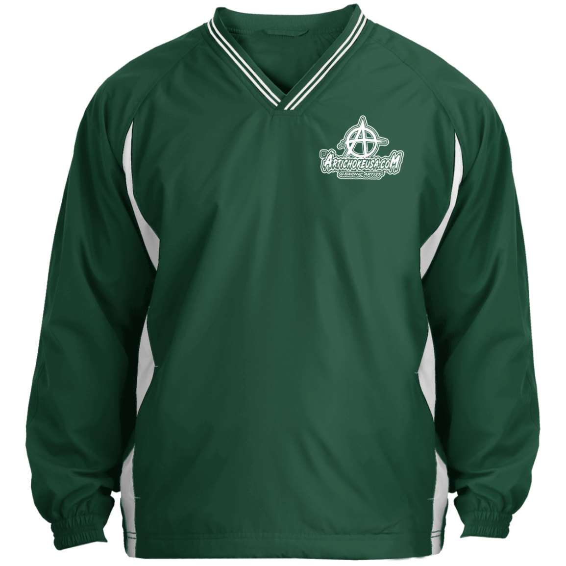 Embroidered Tipped V-Neck Windshirt