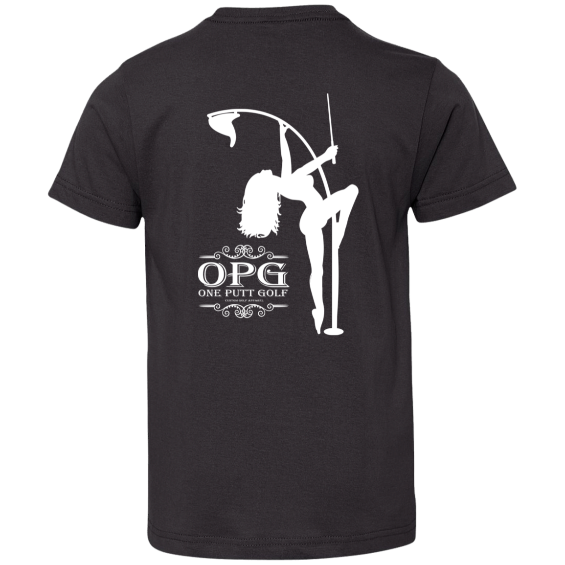 OPG Custom Design #10. Lady on Front / Flag Pole Dancer On Back. Youth Jersey T-Shirt