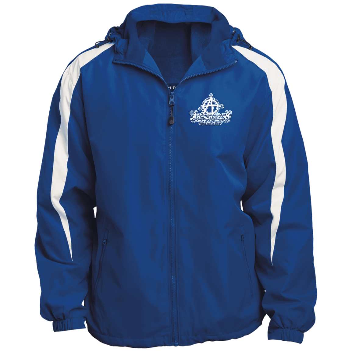Embroidered Fleece Lined Colorblocked Hooded Jacket