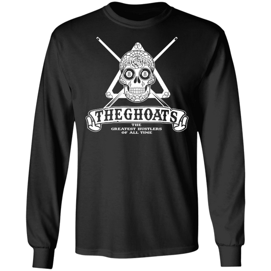 The GHOATS Custom Design #37. Sugar Skull Pool Theme. Long Sleeve Cotton T-Shirt