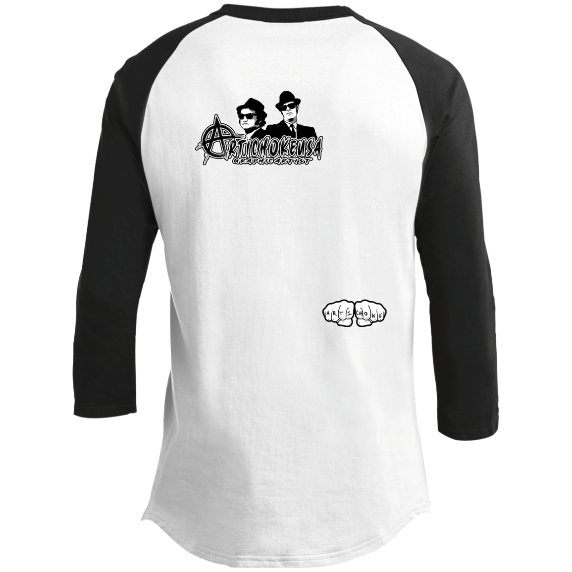 ArtichokeUSA Custom Design. The Good Ole Boys. Blues Brothers Fan Art. Men's 3/4 Raglan Sleeve Shirt