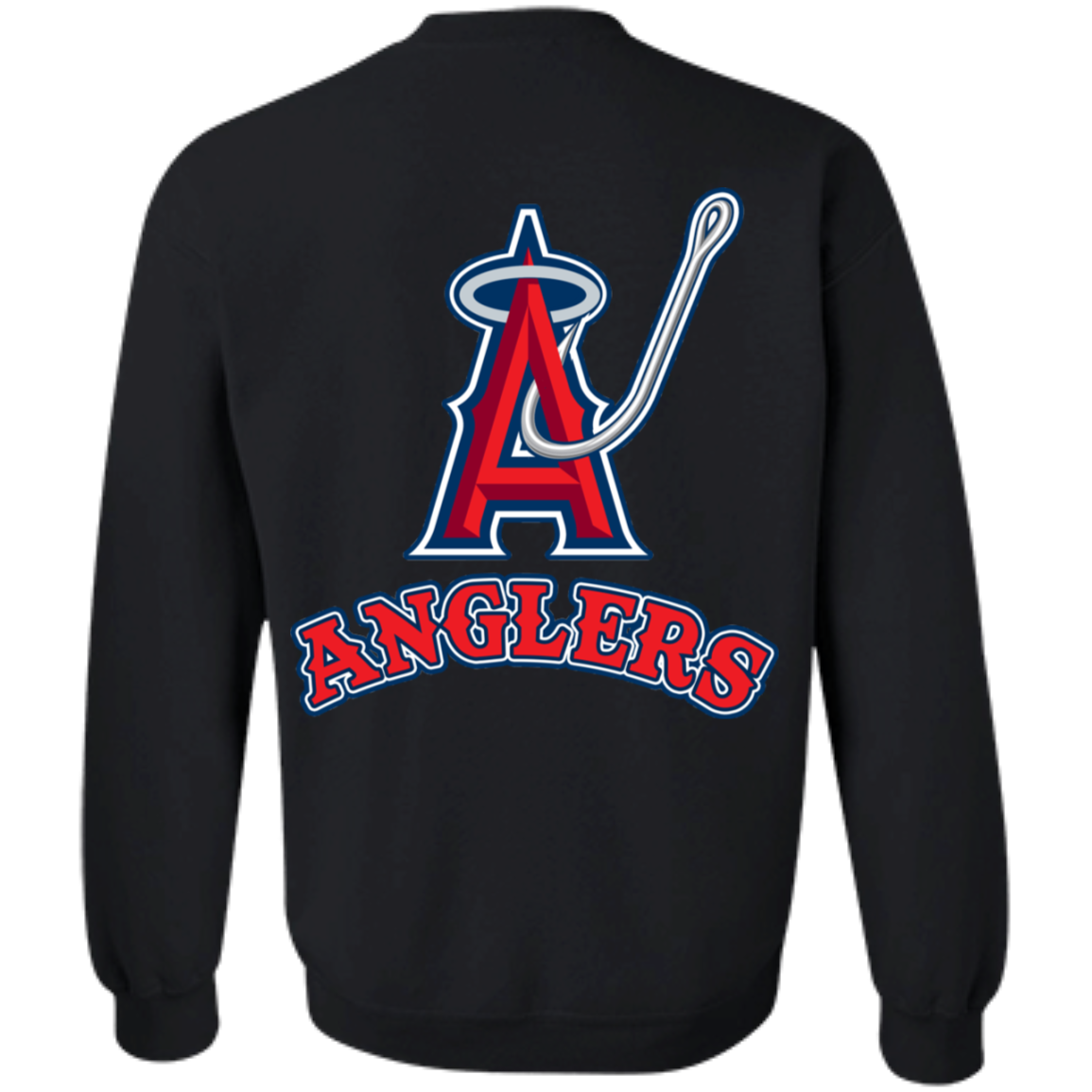 ArtichokeUSA Custom Design. Anglers. Southern California Sports Fishing. Los Angeles Angels Parody. Crewneck Pullover Sweatshirt