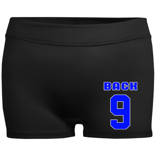 OPG Custom Design #17. Back 9. Ladies' Fitted Moisture-Wicking 2.5 inch Inseam Shorts