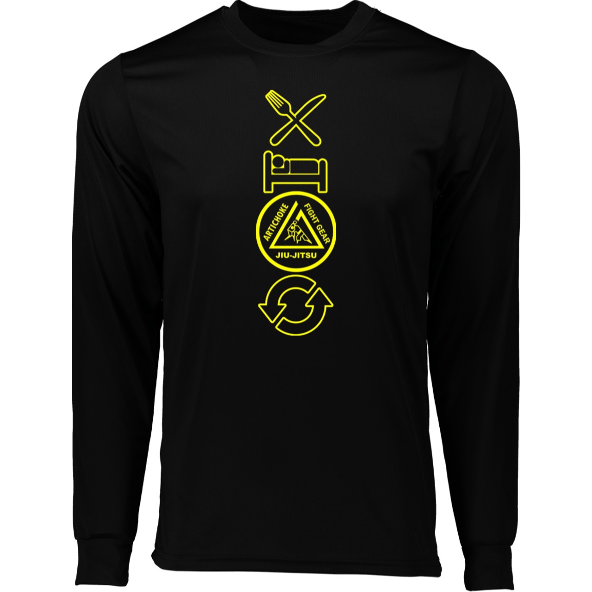 Artichoke Fight Gear Custom Design #9. EAT. SLEEP. JIU JITSU. REPEAT. Moisture-Wicking Long Sleeve