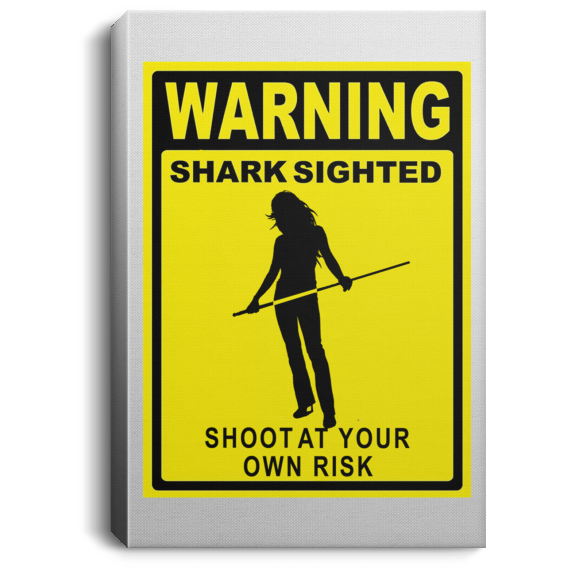The GHOATS custom design #36. Shark Sighted. Female Pool Shark. Shoot At Your Own Risk. Pool / Billiards. Portrait Canvas .75in Frame