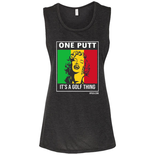 OPG Custom Design #22. One Putt / One Love Parody with Fan Art. Female Edition. Ladies' Flowy Muscle Tank
