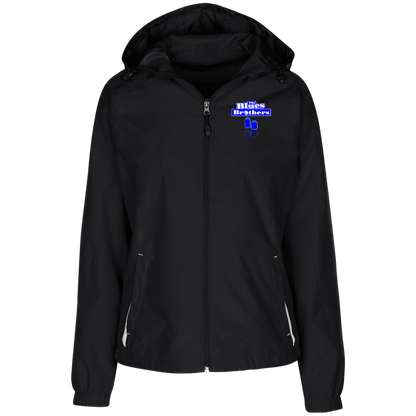 OPG Custom Design #3. Blue Tees Blues Brothers Fan Art. Ladies' Jersey-Lined Hooded Windbreaker