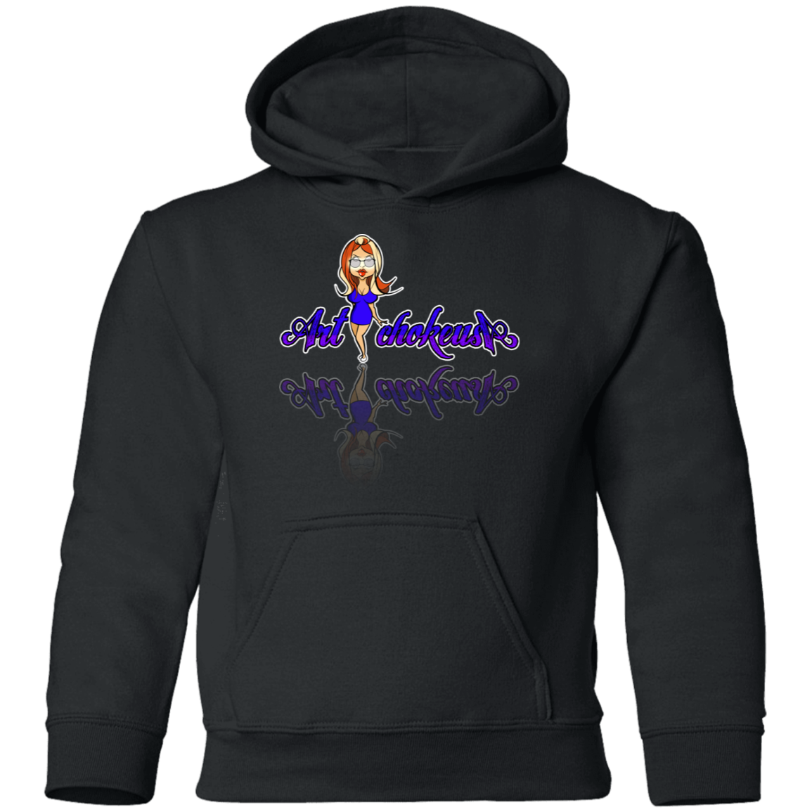 ArtichokeUSA Character and Font Design. Let’s Create Your Own Design Today. Blue Girl. Youth Hoodie