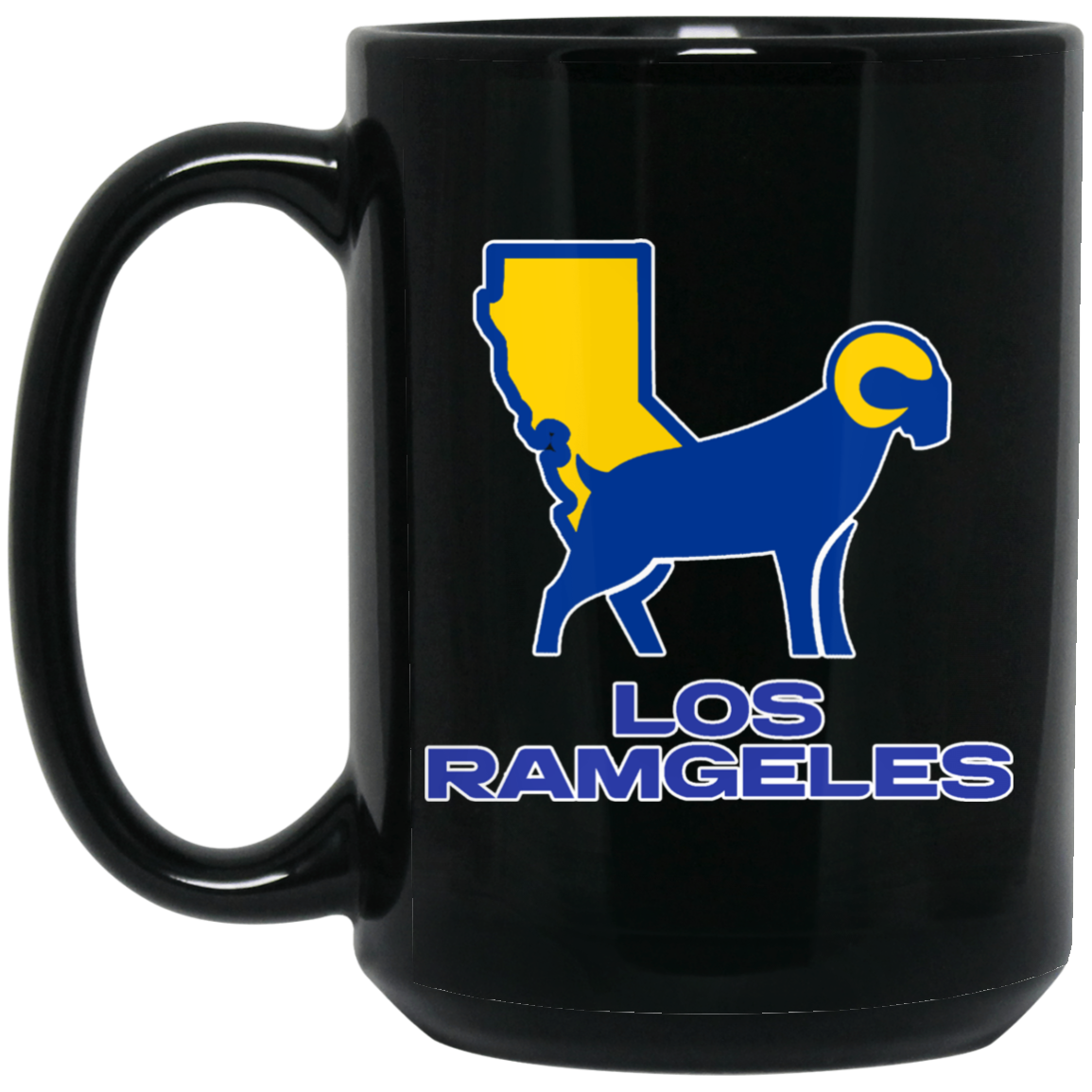 ArtichokeUSA Custom Design. Los Ramgeles. Fan Art. 15 oz. Black Mug