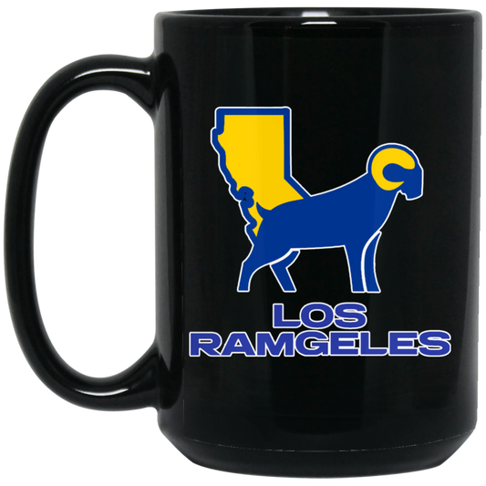 ArtichokeUSA Custom Design. Los Ramgeles. Fan Art. 15 oz. Black Mug