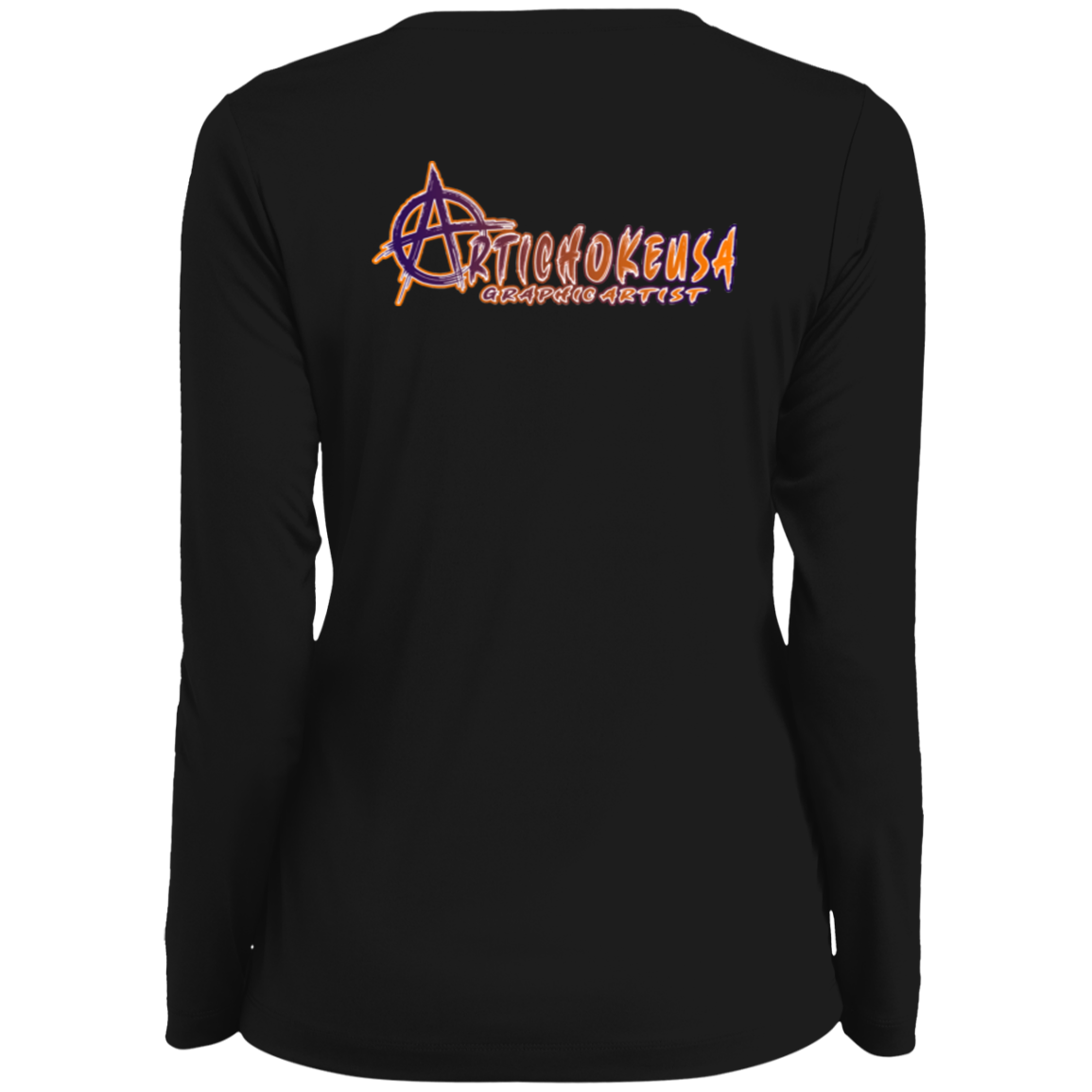 ArtichokeUSA Character and Font design. Let's Create Your Own Team Design Today. Arthur. Ladies' Moisture-Wicking Long Sleeve V-Neck Tee