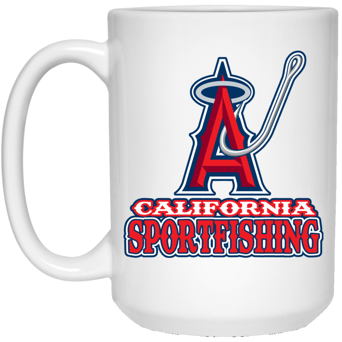 ArtichokeUSA Custom Design #4. California Anglers.California Sportsfishing. Angels of Anaheim from Orange County in California Parody. 15 oz. White Mug