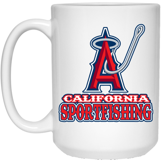 ArtichokeUSA Custom Design #4. California Anglers.California Sportsfishing. Angels of Anaheim from Orange County in California Parody. 15 oz. White Mug